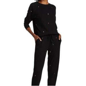RAILS JET BLACK STAR EMBROIDERED THEO CREWNECK TOP OAKLAND JOGGER SWEATSUIT SET